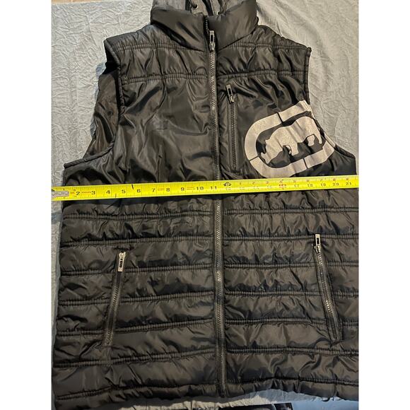 Ecko Unltd Black Puffer Vest Size M Hooded Zip Front Streetwear Jacket Men's - Picture 5 of 6